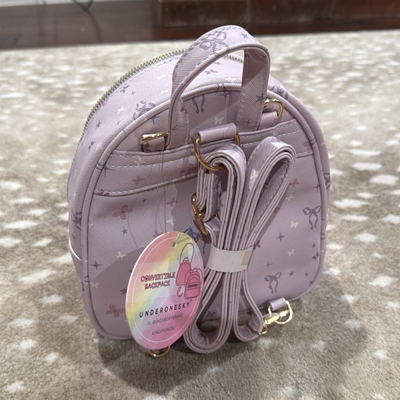 Lavender Kids Backpack with Pom Pom. NWT - Picture 4 of 5